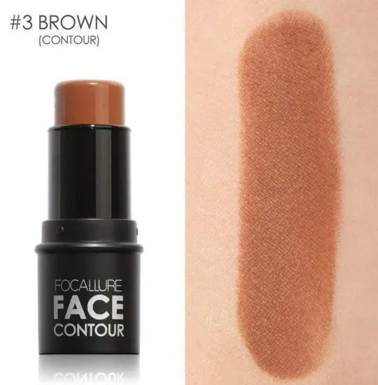 Face contour highlighter compact with four shade options A, B, C, D for cheekbone definition.