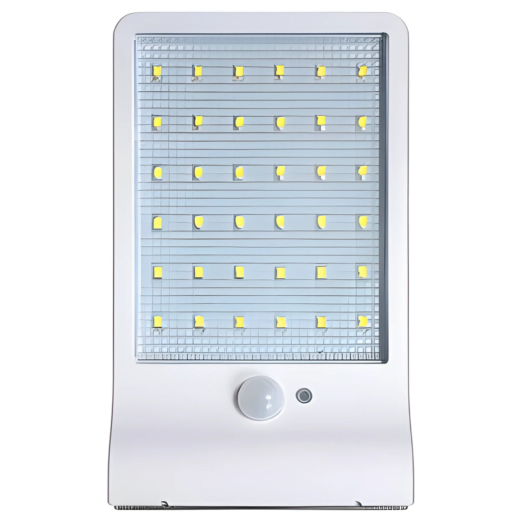 Black and white waterproof solar garden light with LED illumination for outdoor use