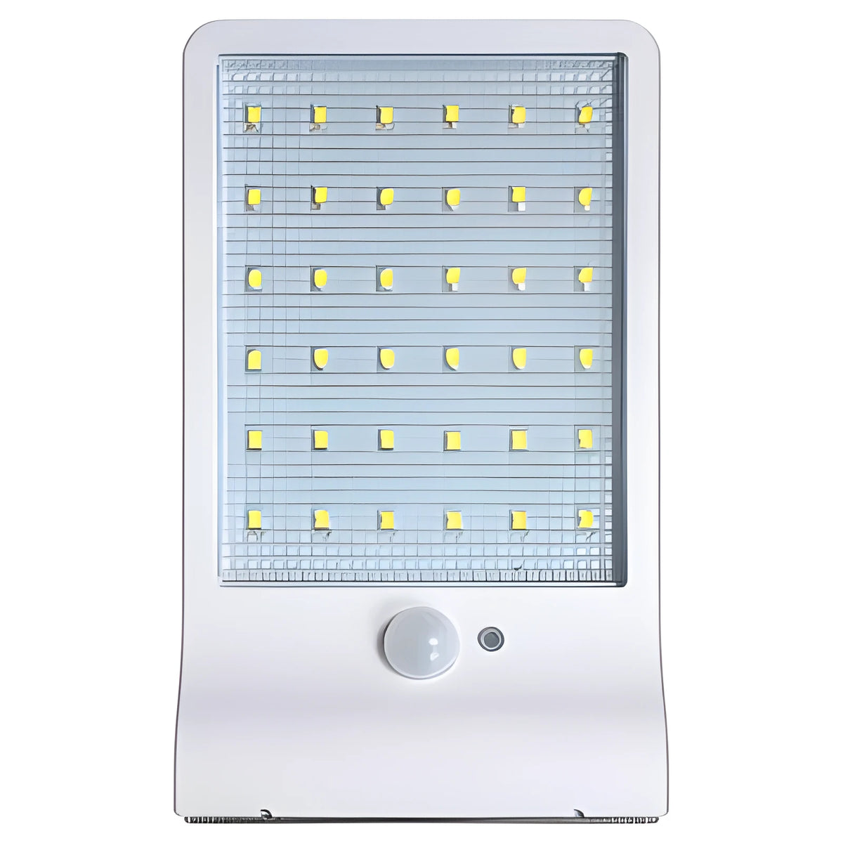 Black and white waterproof solar garden light with LED illumination for outdoor use
