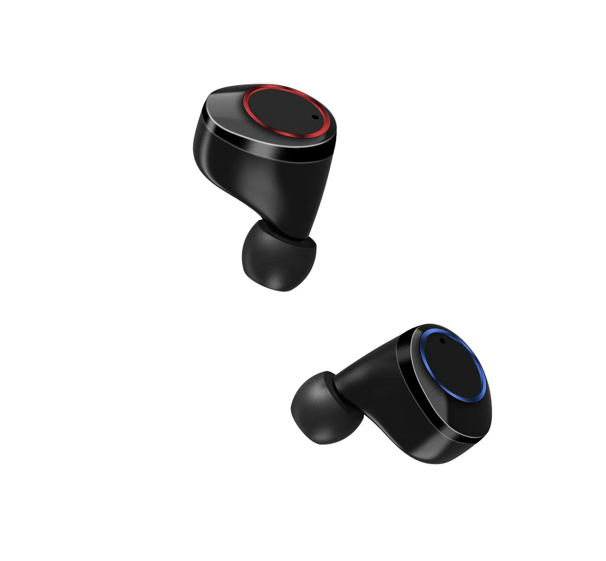 Black X11 Bluetooth wireless earbuds with charging case and silicone ear tips