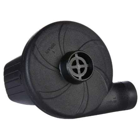 Black plastic 50W electric air pump with 150cm cable, 3 nozzles, 230V and 12V power options