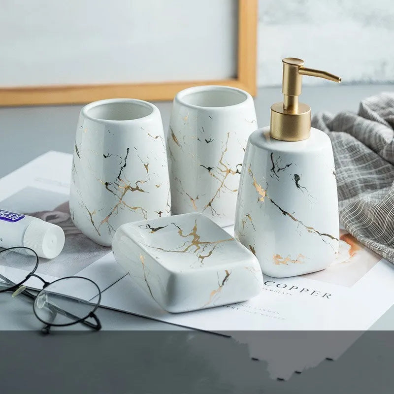 Ceramic bathroom wash set with high-temperature fired porcelain construction in light luxury style