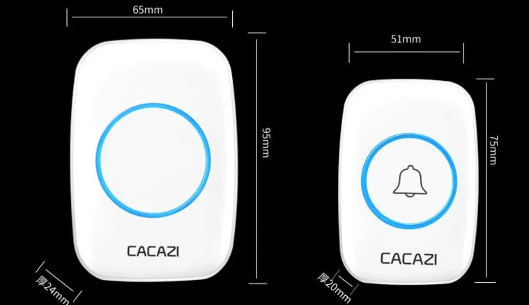 Wireless doorbell transmitter and receiver with 300 metre range and 36 melody options