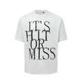 Men's blue loose-fit American retro t-shirt with a large white letter print across the chest.