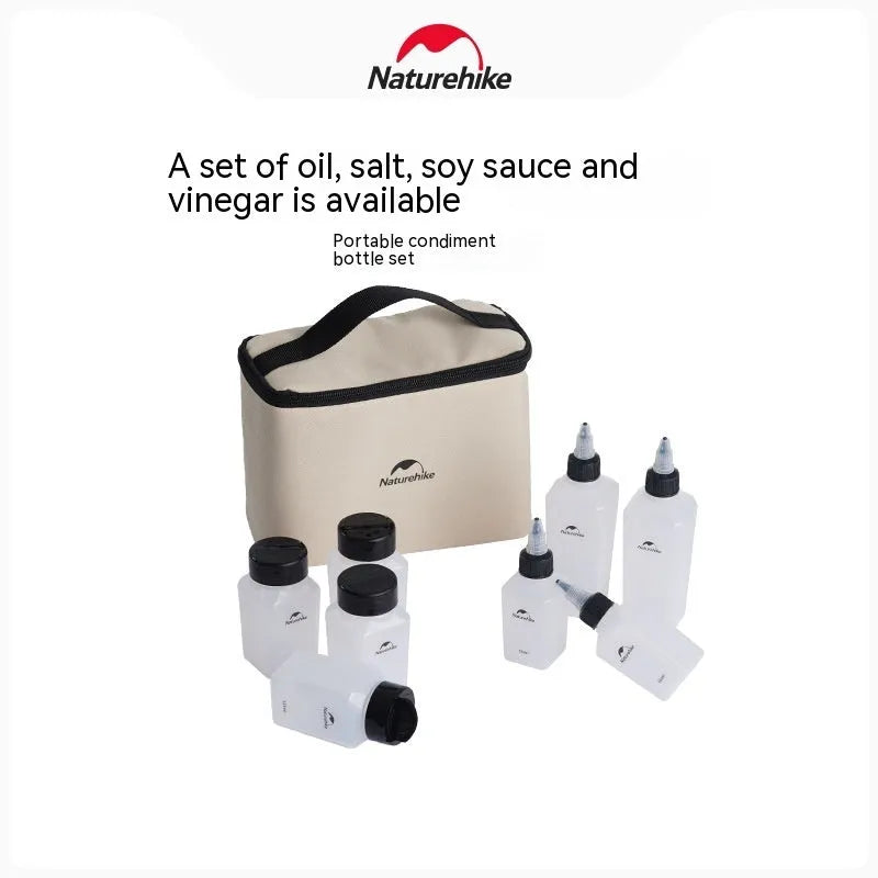 Naturehike portable seasoning bottle six-piece set in modern simplicity design for outdoor food.