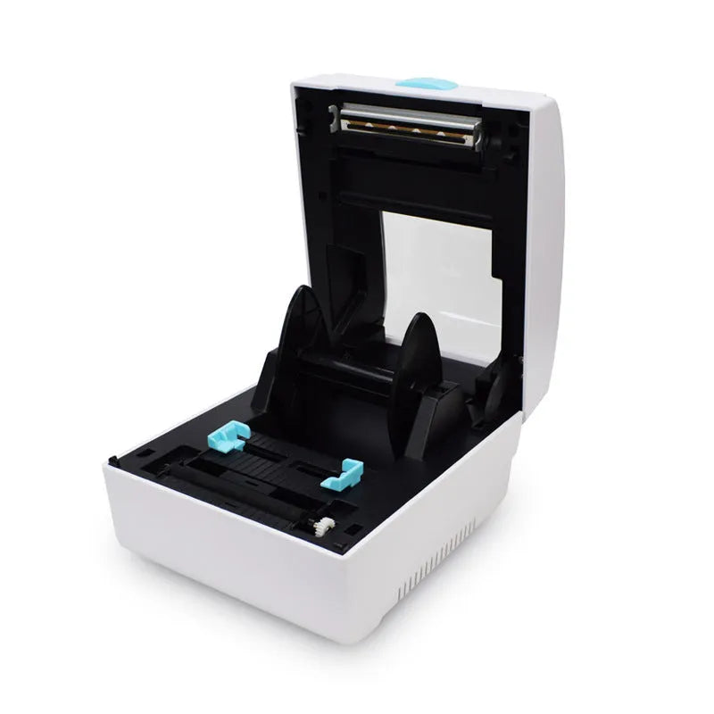 White Bluetooth thermal label printer with USB connectivity for shipping labels