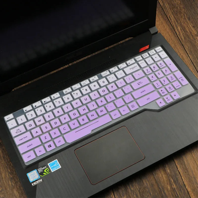 ASUS Flight laptop keyboard protective film cover in gradient blue colour option.
