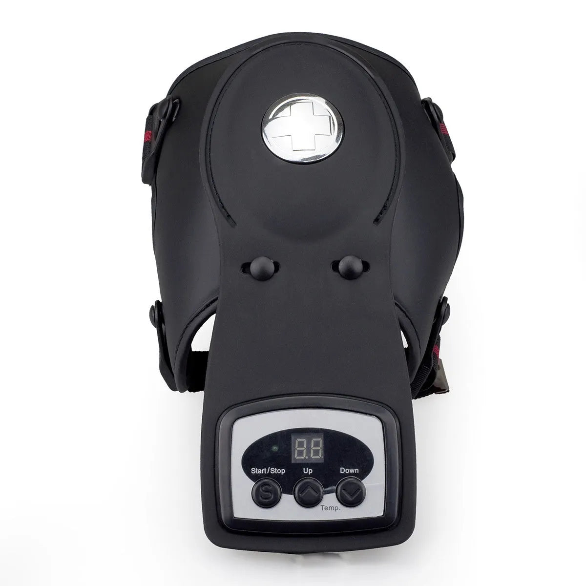 Knee and shoulder infrared heat massager with control unit, knee pads, and shoulder pads on a table