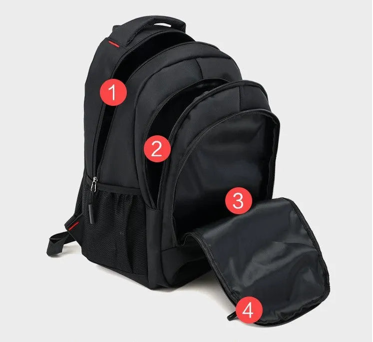 Oxford fabric teen backpack in multiple colours with reinforced shoulder straps and side zipper pockets
