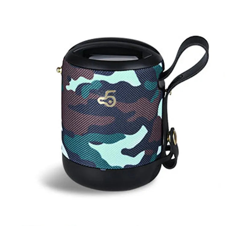 Waterproof portable bluetooth speaker in black with carrying strap