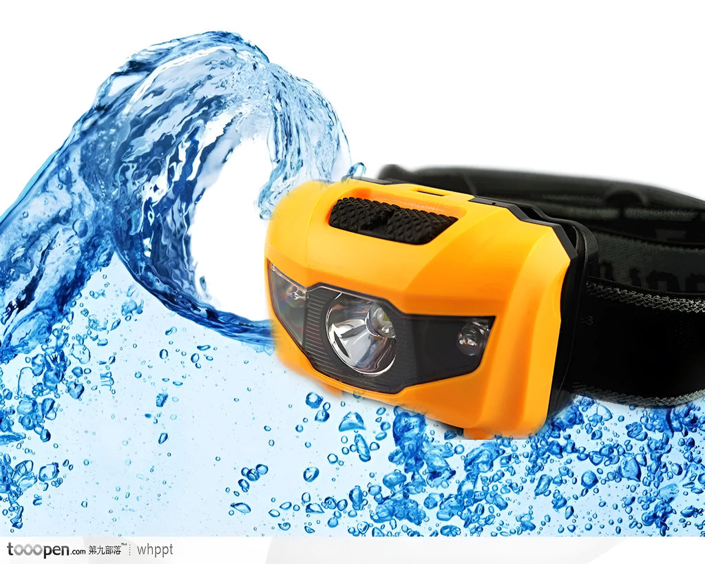 Cat Eye 2 generation waterproof head torch in black, orange, purple, or white with white and red LEDs.