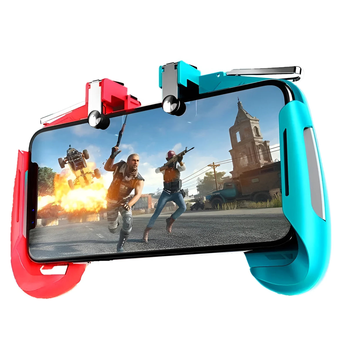 Multifunctional mobile game controller handle in black, blue and white colour options