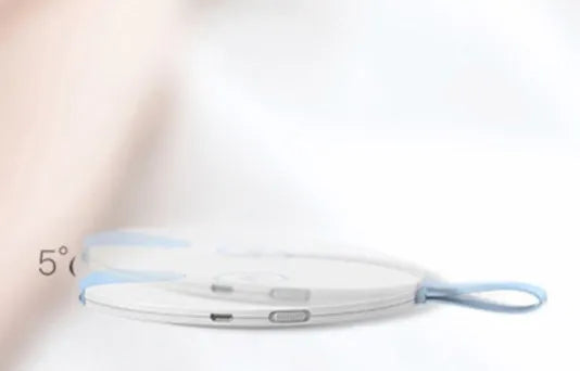 Portable UV-C baby bottle steriliser in blue with USB charging cable and compact travel size