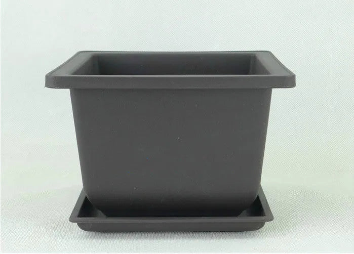 Dark brown antique plastic flowerpot in multiple size options for garden use