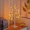 60cm mushroom tree LED lamp with 24 small flowers on birch tree design