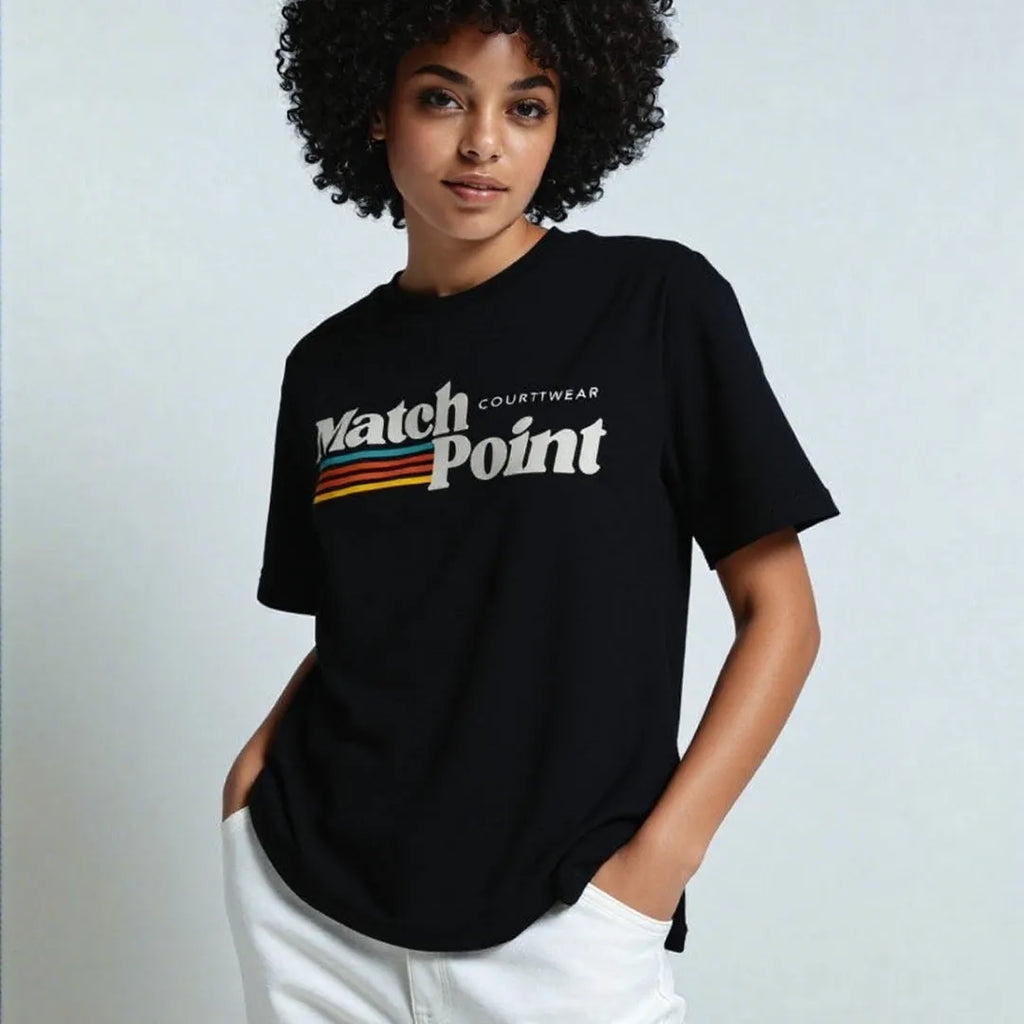 Black men's short sleeve t-shirt with a 3D digital printed pattern on the front.