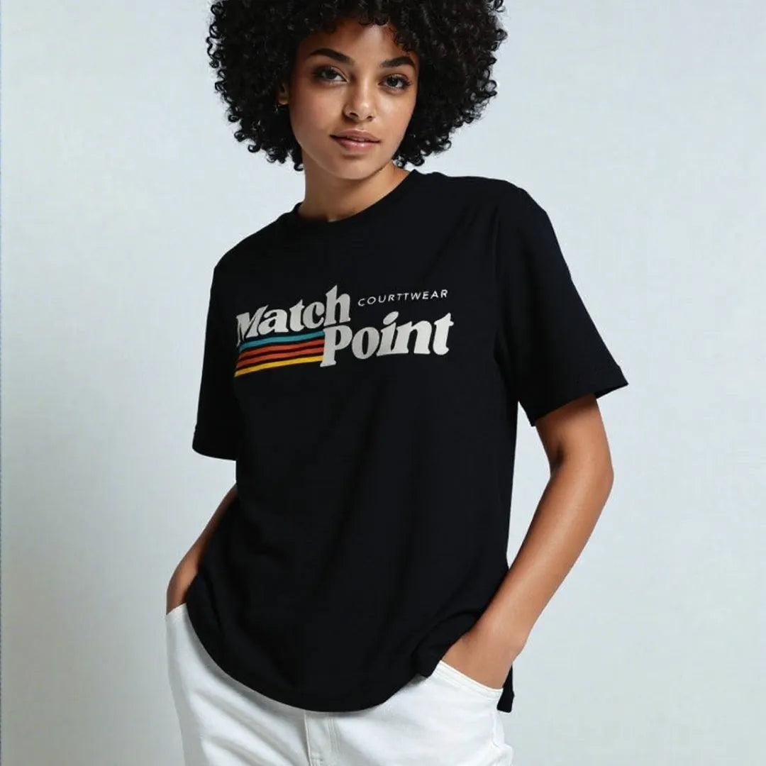 Black men's short sleeve t-shirt with a 3D digital printed pattern on the front.
