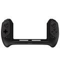 Black Nintendo Switch gamepad with ergonomic curved grips and textured analogue sticks