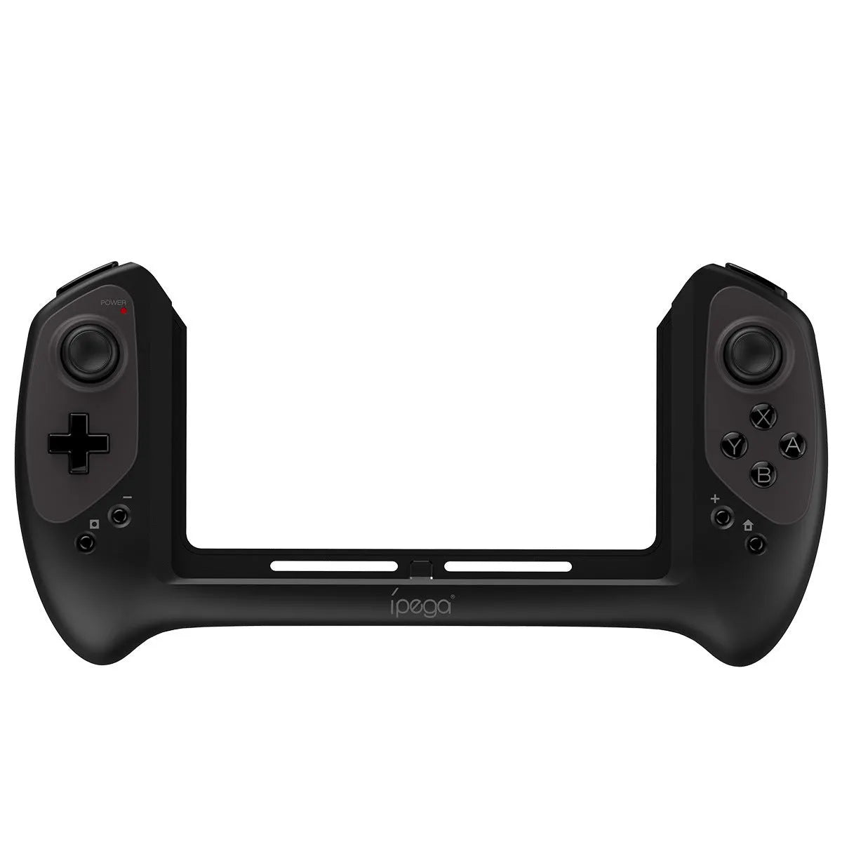 Black Nintendo Switch gamepad with ergonomic curved grips and textured analogue sticks