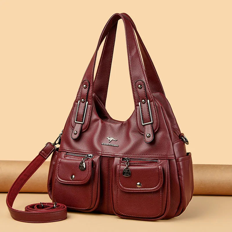 Heart-shaped crossbody handbag in soft PU with slit pocket and six colour options