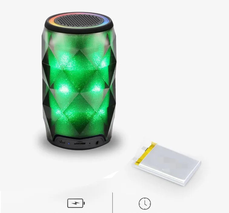 Black crystal diamond cut Coke can shaped lantern Bluetooth speaker with colourful lighting.