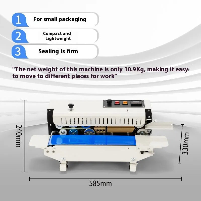Mini handheld sealing machine with date printing function and steel seal mechanism