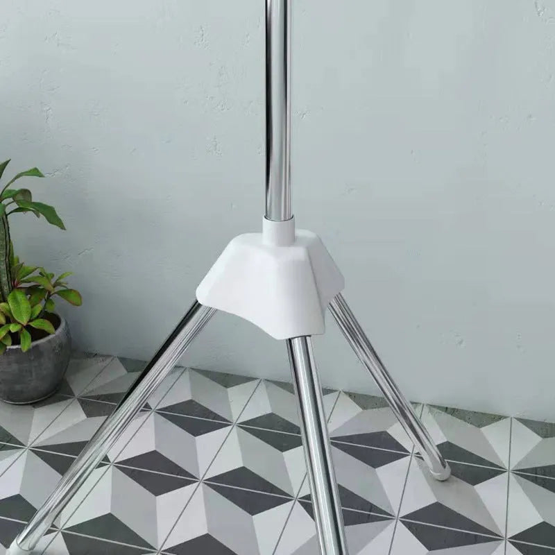 Mobile split plastic clip drying rack with three stainless steel layers and plastic clothing clips