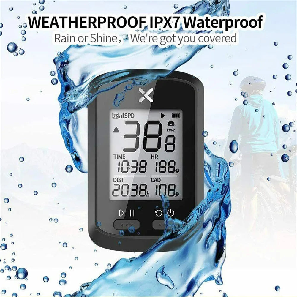 Black plastic waterproof bicycle stopwatch with digital display for sports timing