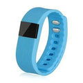 Ordinary plastic and ABS bracelet pedometer showing step counter display, available in black, blue, green, orange, and yellow colours.