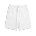 Men's light blue denim shorts with a straight leg and mid waist on a neutral background.