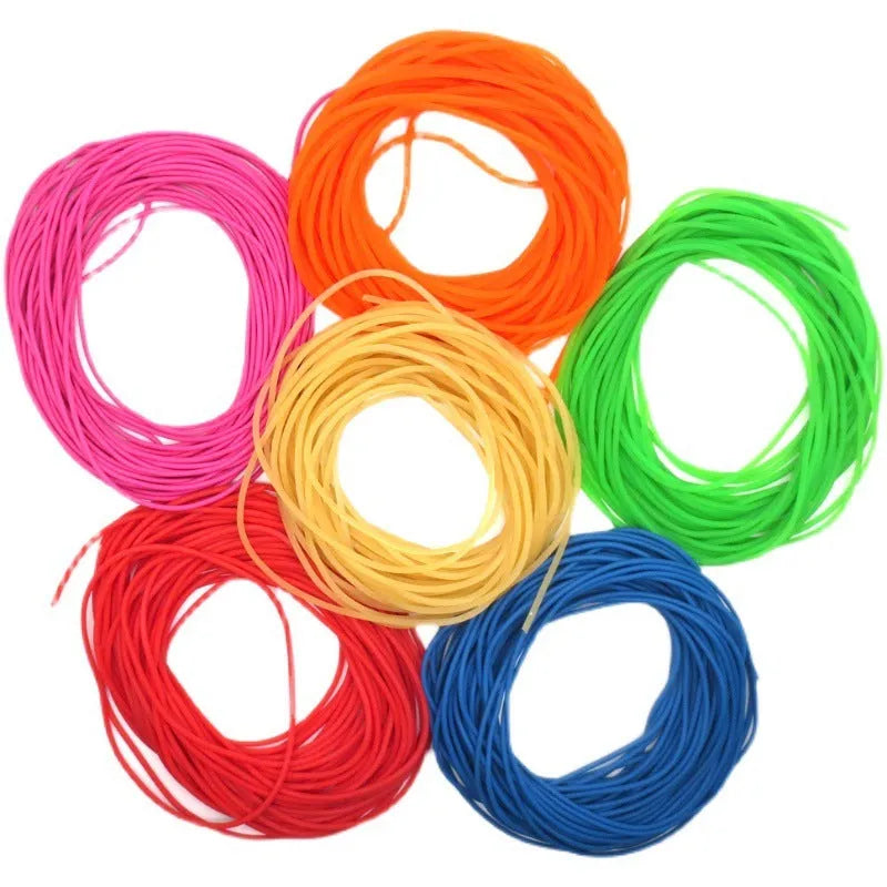 Solid fluorescent latex rubber band, round elastic cord in 2-8mm diameters, 10m length, for slingshot and craft use