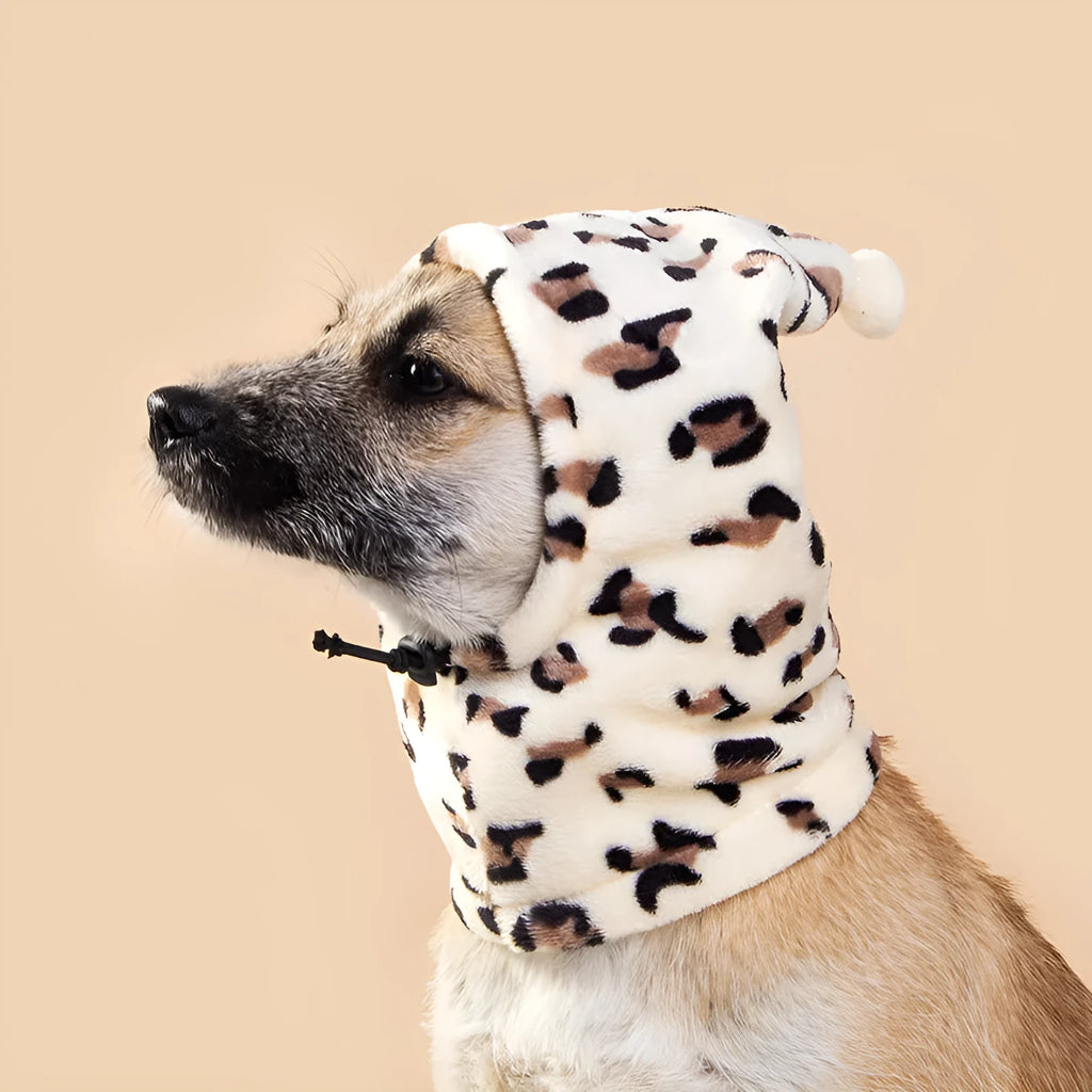 Bear and rabbit ears cloth headdress for pets in leopard print, black, or red colours