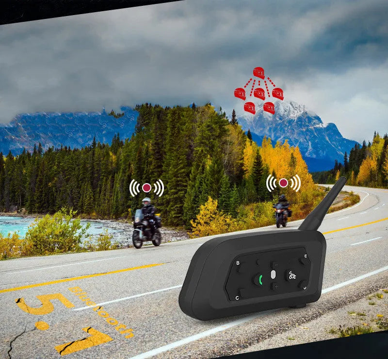 V6pro motorcycle helmet Bluetooth intercom with mounting clips and charging cable