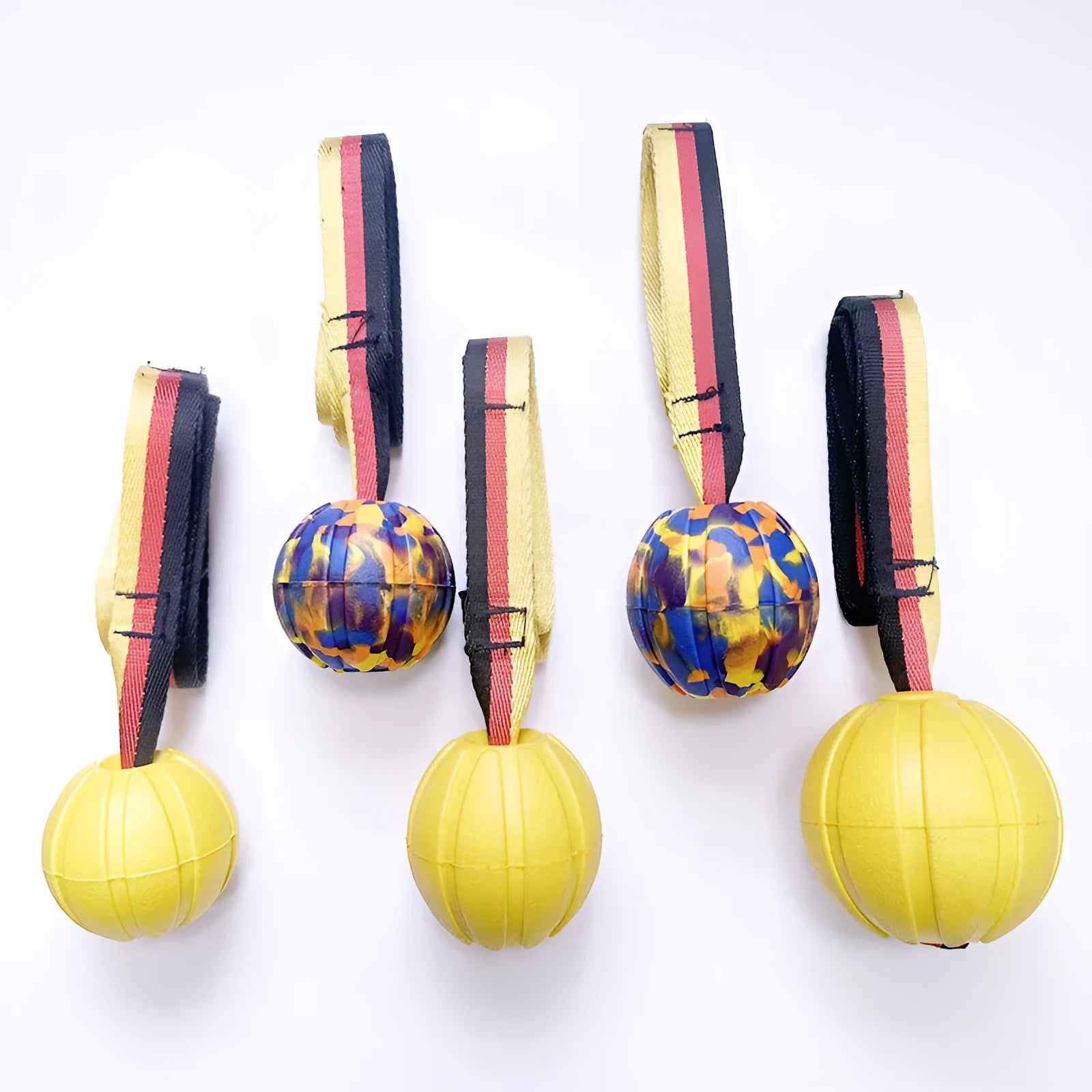 Floating EVA foam dog training ball in camouflage colour with tetherball knot design for water play