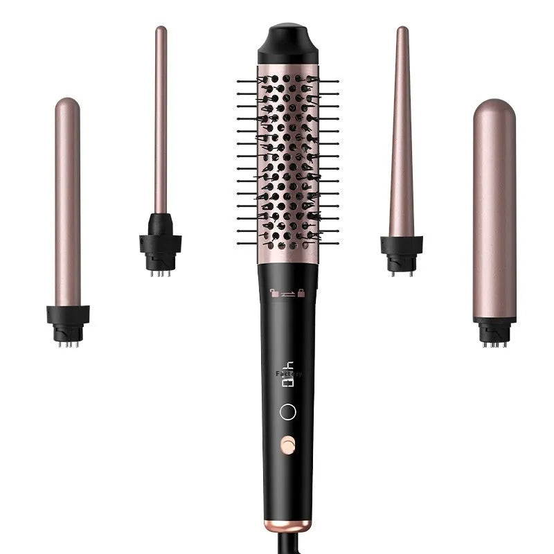 Automatic large wave hair curler in rose gold or black with three headbands