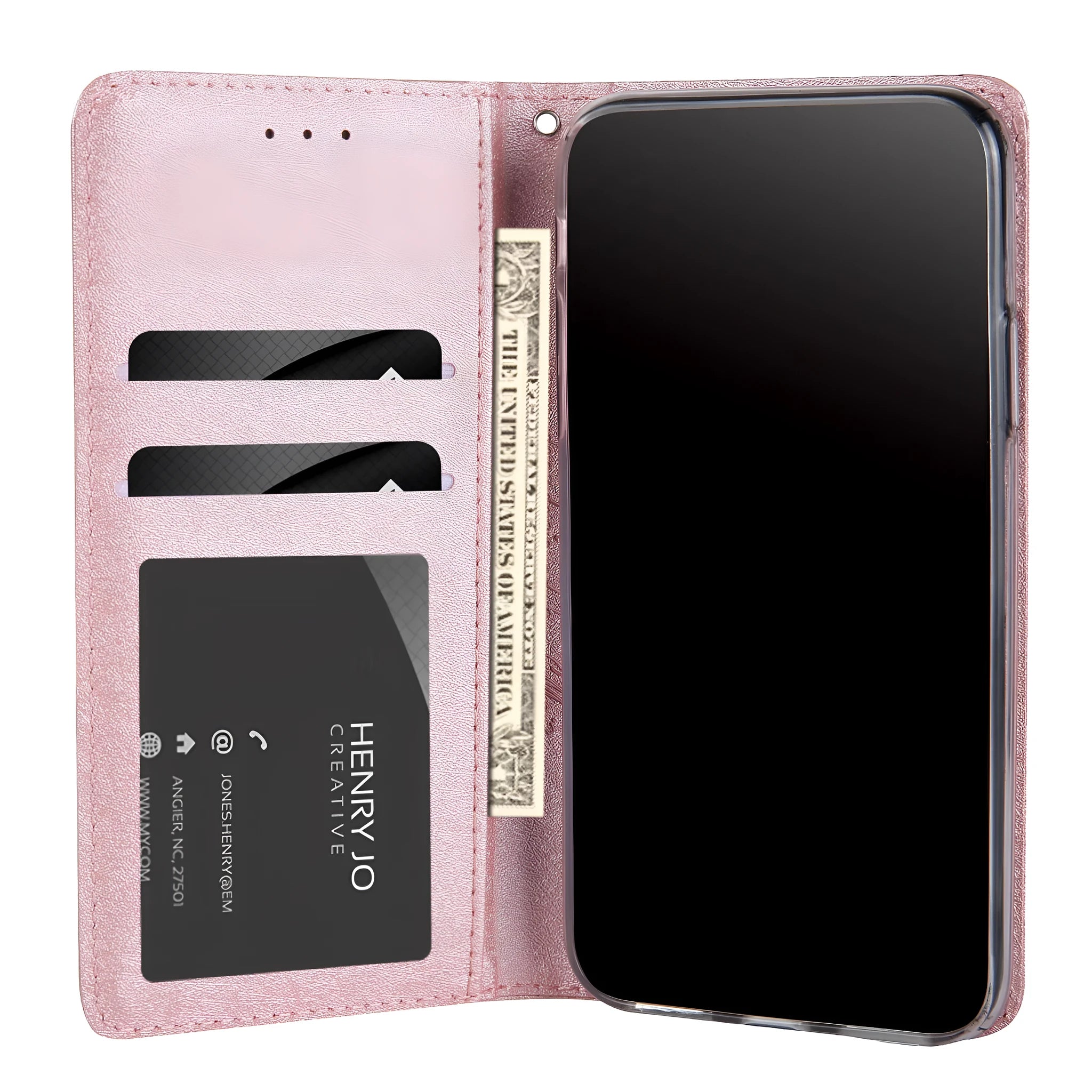 PU leather flip phone case for iPhone with card slots shown in multiple colours
