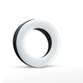 Compact black portable LED selfie ring light for mobile phones with USB cable