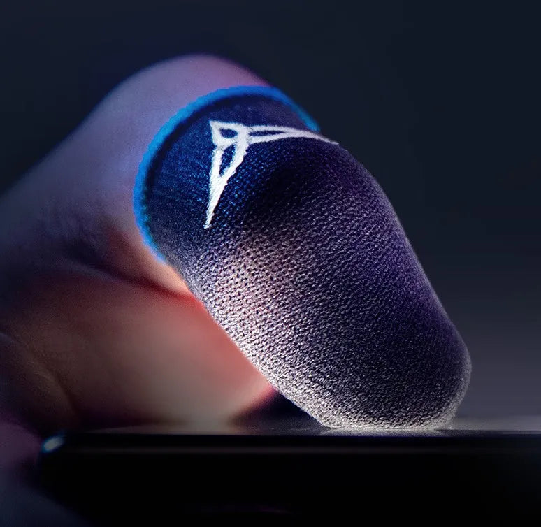 Carbon fibre gameplay hand finger sleeve for joystick use, 18-pin dense knitting, blue or yellow