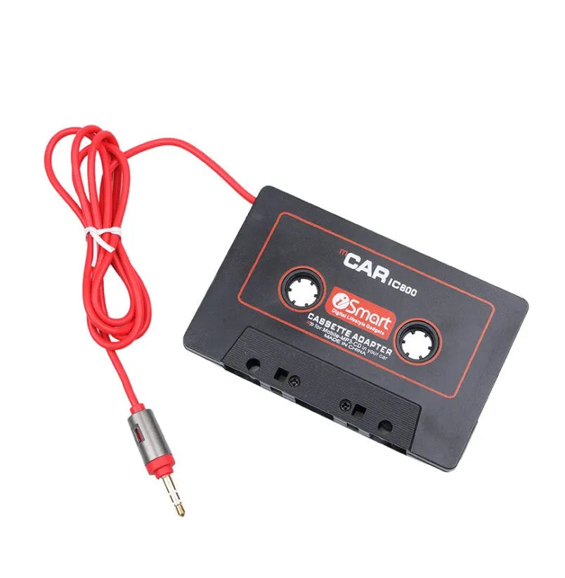 Black car audio cassette converter with 3.5mm cable for MP3 players and mobile phones