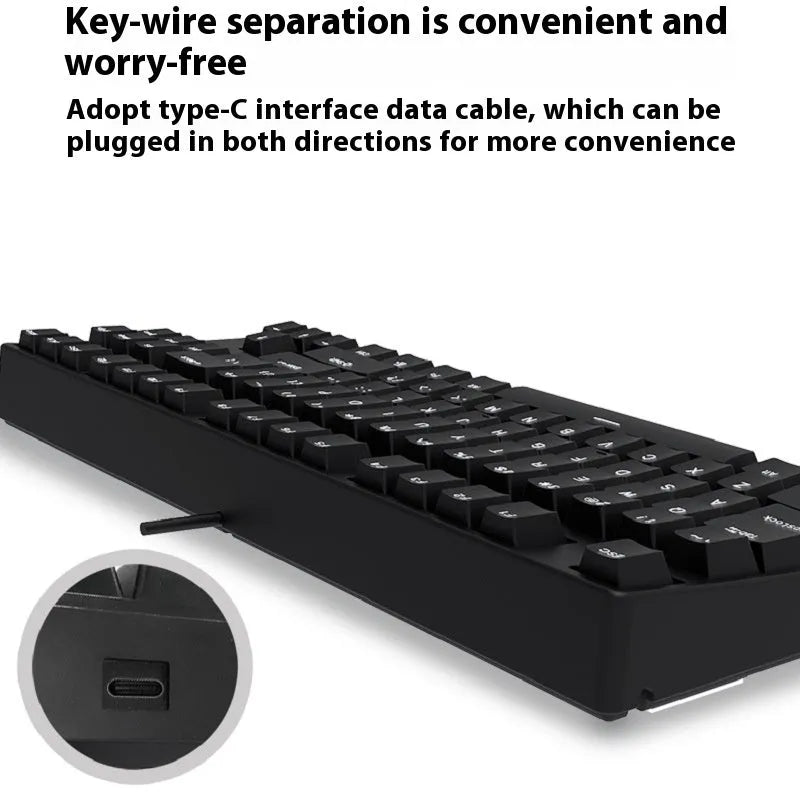 87-key hot-swappable mechanical gaming keyboard with two-tone keycaps and metal chassis