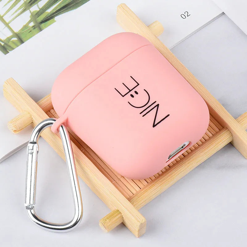 PC protective case cover for AirPods wireless earphones in black or pink with decorative styles