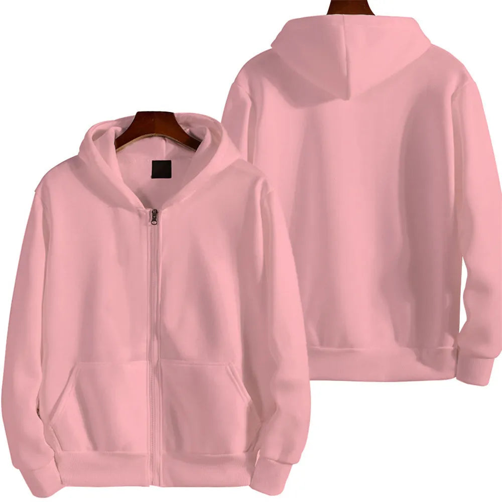 British loose sports American zipper jacket for men in solid colours with cardigan style and no padding design