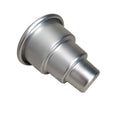 Silver aluminium alloy mini three-layer cake mould set showing large, medium, and small sizes.