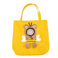 Canvas pet carrier bag with safety zippers, adjustable side opening, and 3D animal pattern in blue, grey, or yellow.
