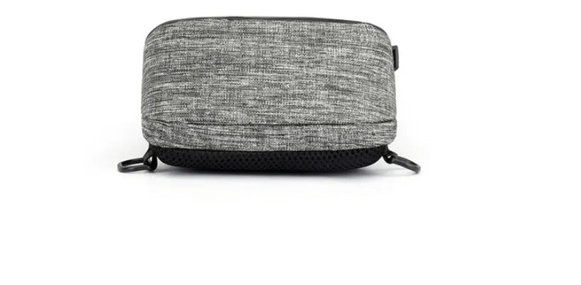Oxford waterproof chest bag in dark blue colour showing front zipper opening and cross-body strap