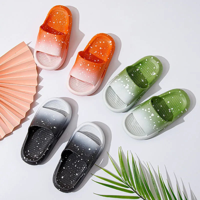 Children's gradient blue PVC sandal slippers with non-slip soles on a white background.
