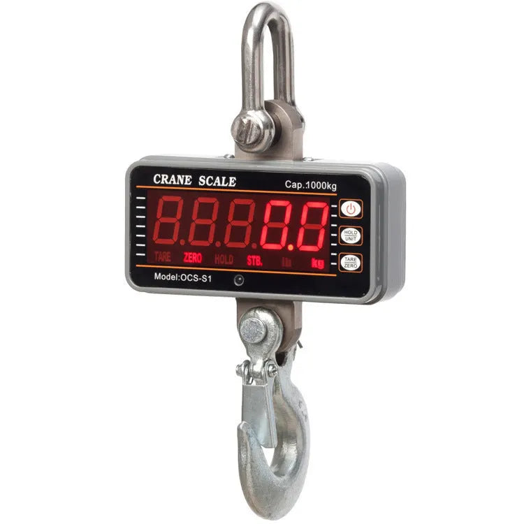 Orange electronic crane scale with digital display for weighing up to 500kg