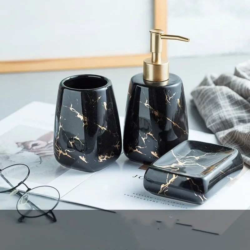 Ceramic bathroom wash set with high-temperature fired porcelain construction in light luxury style