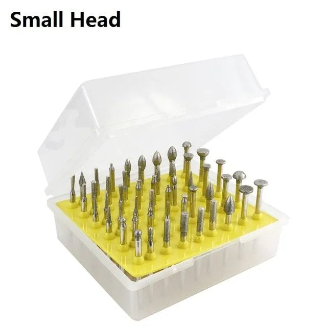 Elliptical cone shaped alloy diamond grinding heads with 3mm shank for glass and stone carving