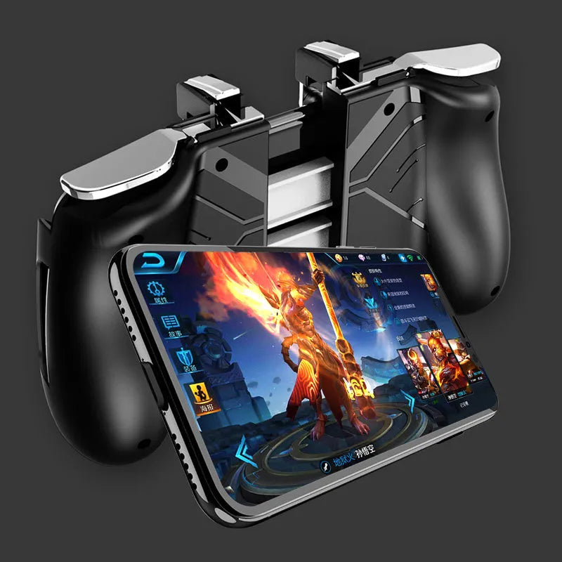 Multifunctional mobile game controller handle in black, blue and white colour options